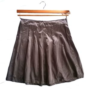 Dark Silver Silk Pleated Skirt